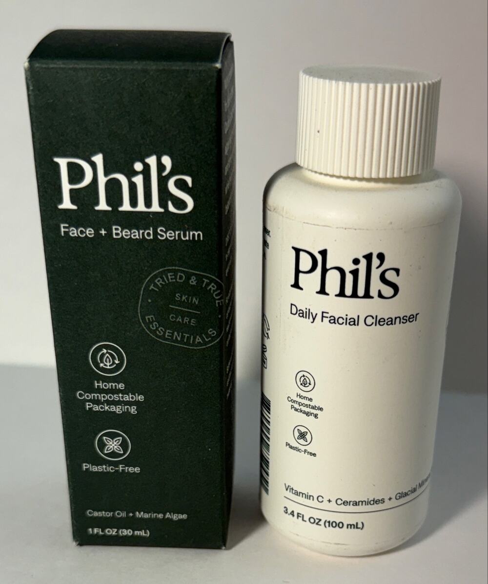 Phil's Daily Facial Cleanser with Face Beard Serum NIB